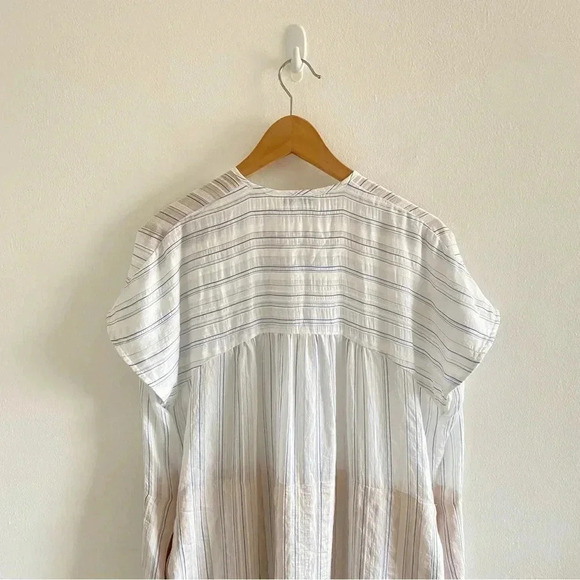 Vince Drapey stripe shirred dress Sz M - Picture 9 of 10